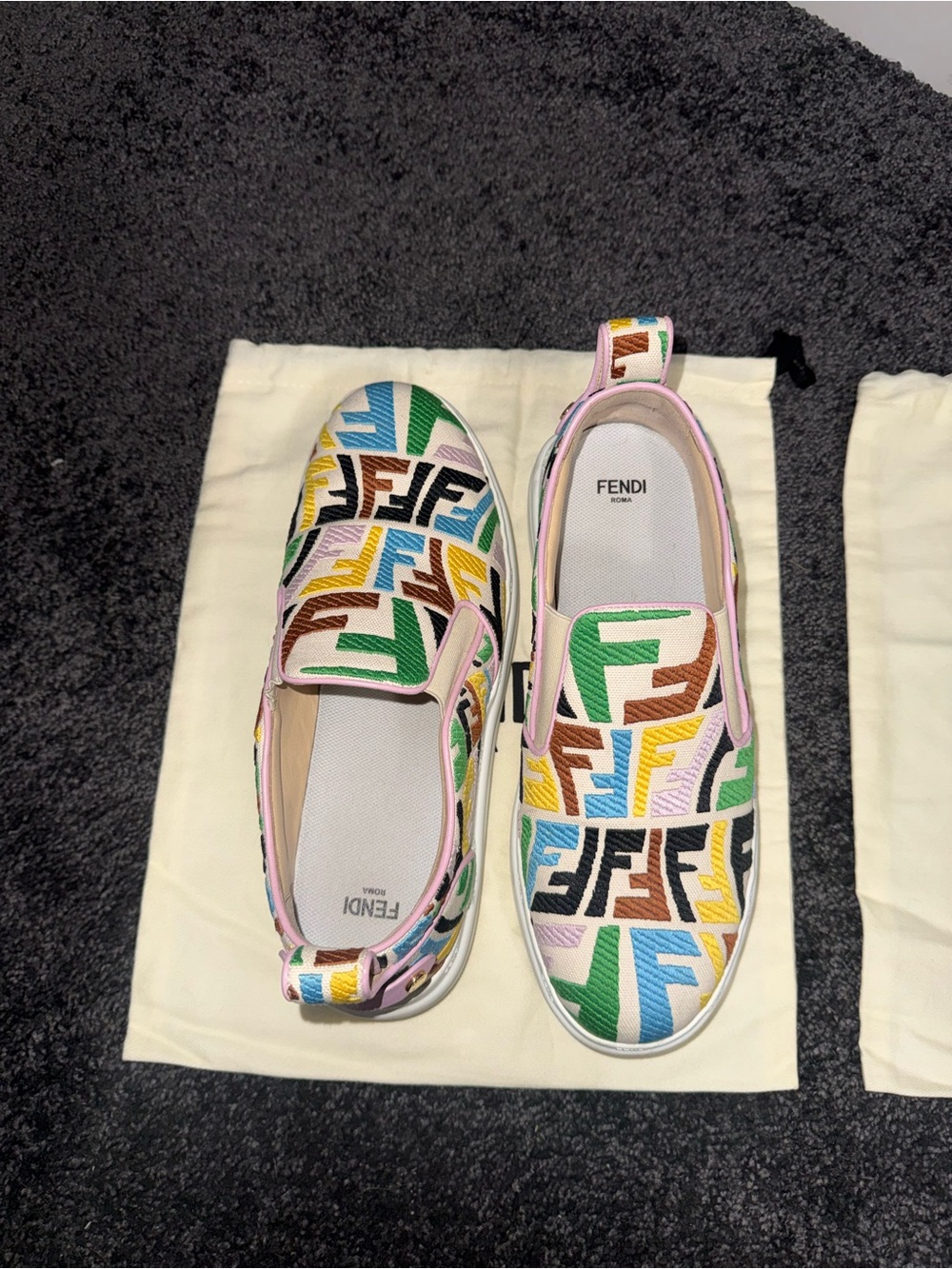 Fendi Multicolor FF Logo Slip-On Sneakers